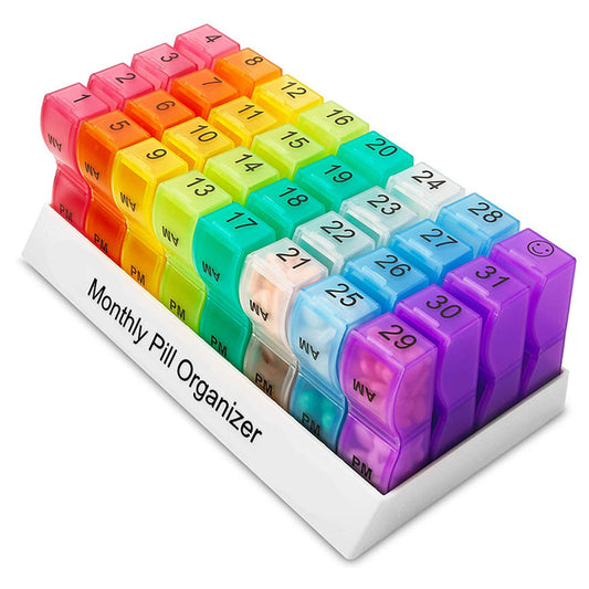 🌈 Monthly Pill Organizer – 31 Day AM/PM Medicine Box