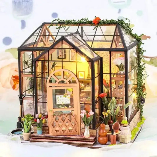 Handmade Diy Cottage Starry Sky Greenhouse Small House Building Model